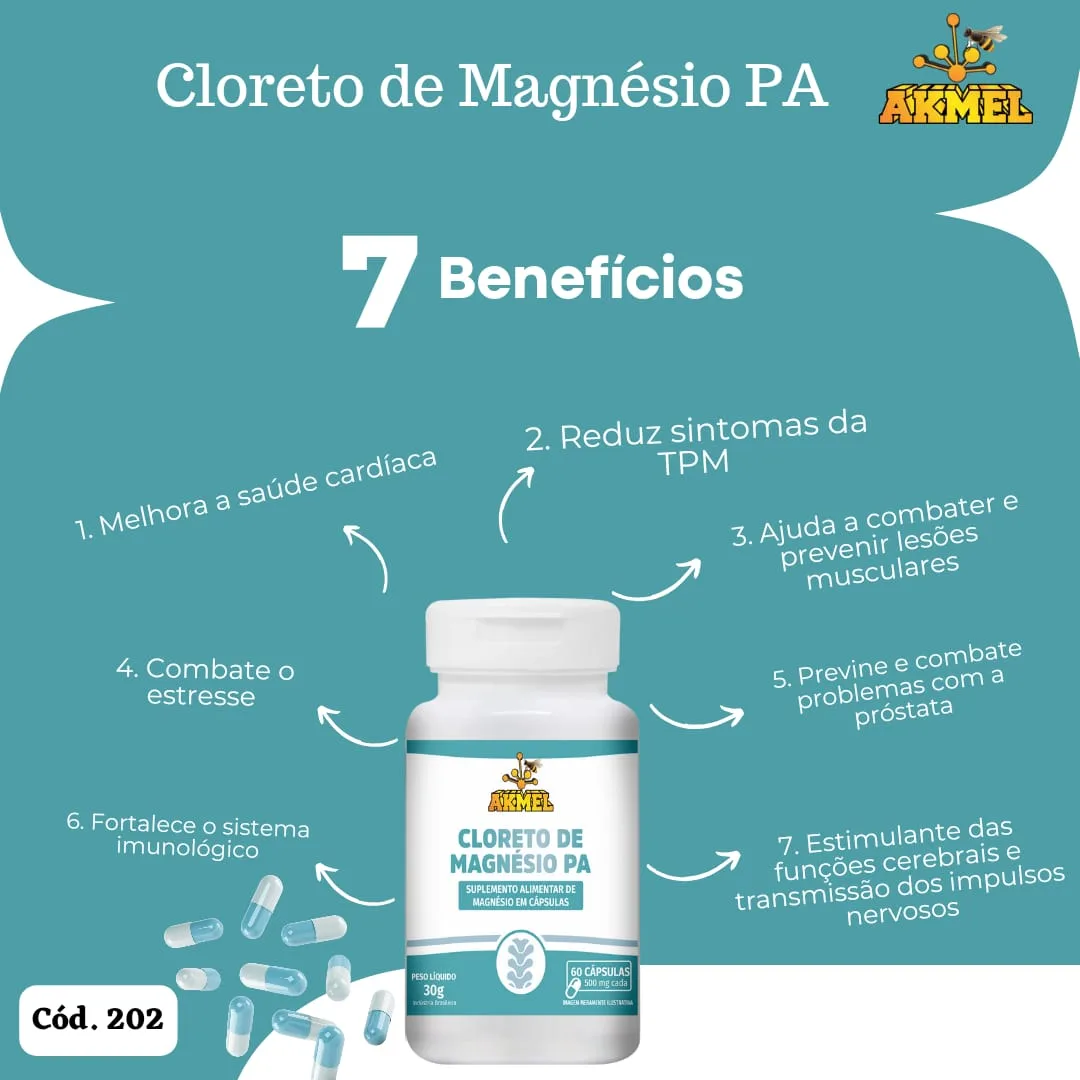CLORETO DE MAGNÉSIO PA AKMEL COM 60 CÁPSULAS
