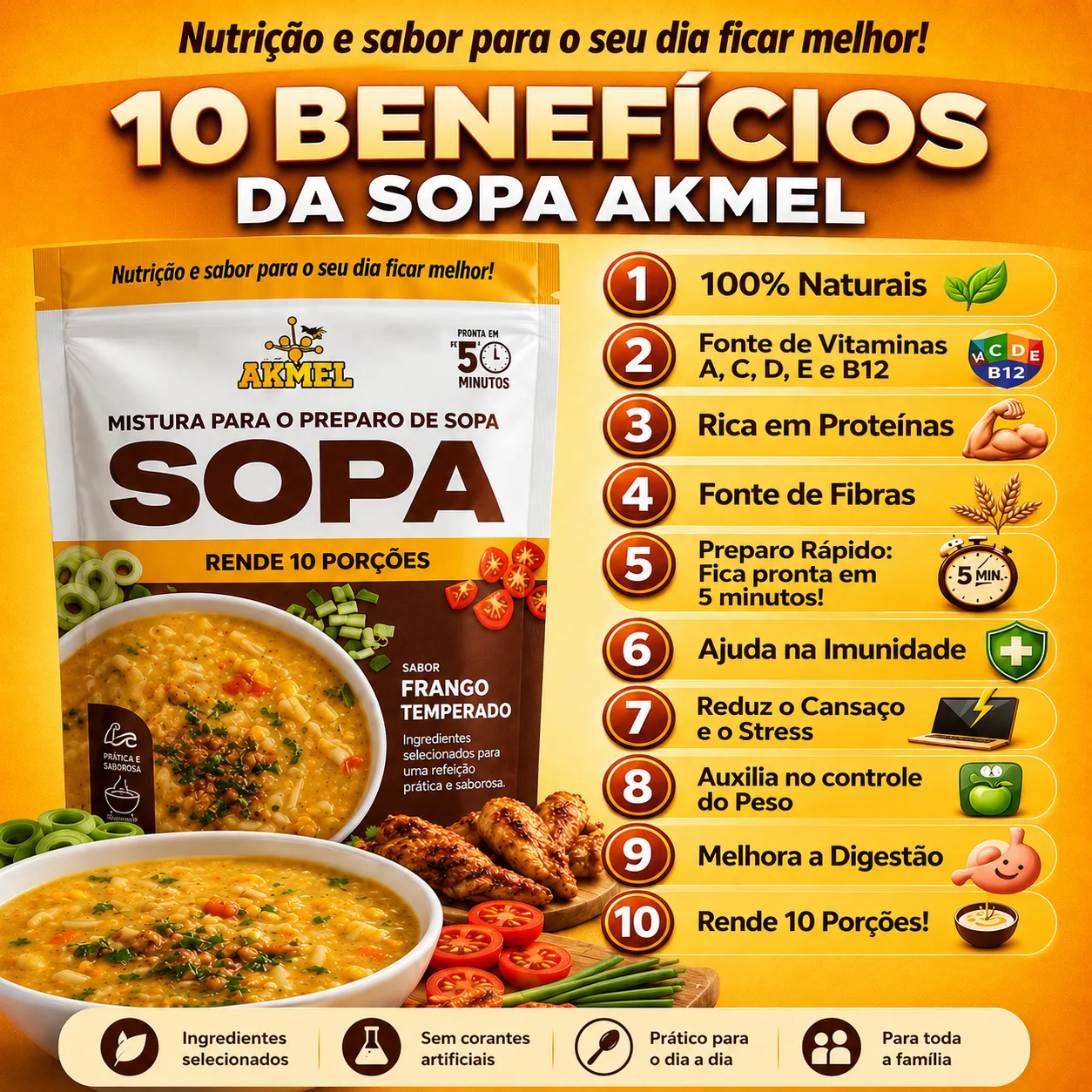 SOPA AKMEL FRANGO TEMPERADO 300g